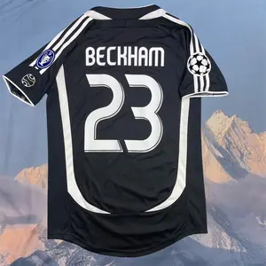 06 07 Away Black No.23 Beckham Short sleeve Soccer jersey