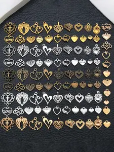 Heart Shaped Charms, Vintage Metal Love Heart Pendant for Jewelry Making, DIY Earrings Necklace Supplies Accessories