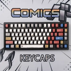 【Keycap Only】FURYCUBE Comics PBT Keycaps Set 141 Keys, Cherry Profile Double-Shot Mechanical Keyboard Keycaps, Cool Funny beautiful keycaps, for gaming/office/student, gift