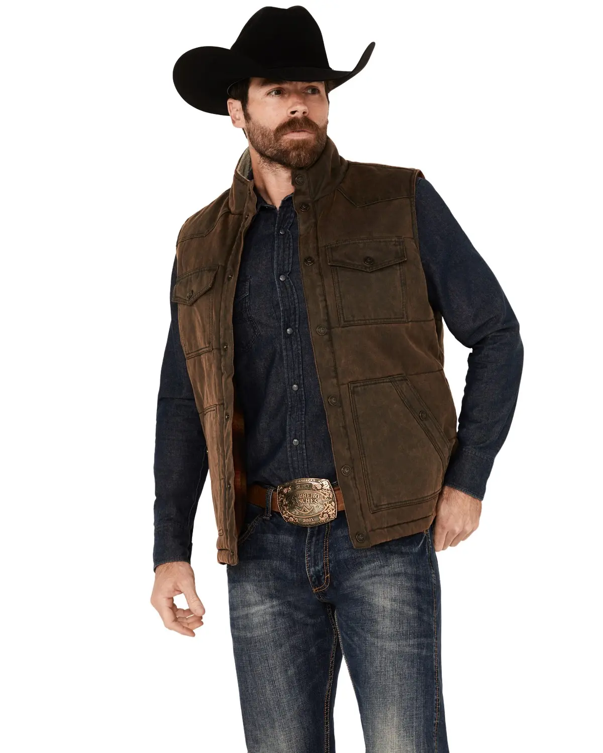 Cody James Men's Men'S Oil Slick Snap Vest Tall - Cjfa23v2-Dkbrn-Tll