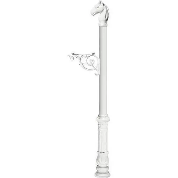 Lewiston LPST-701-E1-WHT E1 Economy Mailbox System with Ornate Base & Horsehead Finial, White
