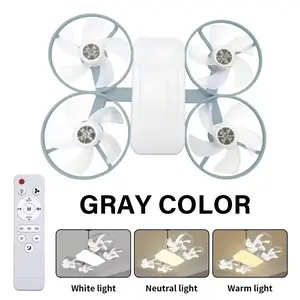 Creative Drone Shaped Ceiling Fan Light E27 Screw, Silent Fan Light Fixture for Bedroom Dining Room, Modern Minimalist All-in-One Ceiling Fan with Light for Cross-Border#UFOFanLight #FanLight #CeilingFanLight #E27FanLight #BedroomFanLigh