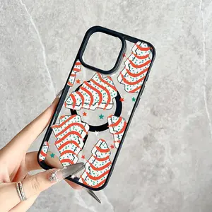 Magnetic Phone Case Supports Wireless Charging for iPhone 17 Pro Max 16 15 14 Plus 14 13 12 11 Air XR X XS Christmas Candy Cane Tree Pattern Holiday Cute Style Non-Yellowing Shockproof Soft Silicone Transparent Acrylic Cover.QXE500.designer,case