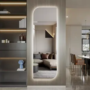 LED Bathroom Mirror with Lights, 65x21 Inch Leaf LED Backlit Mirror Irregular, Anti-Fog, Dimmable Light, Asymmetrical Vanity Mirror for Makeup, Room Decor for Bedroom Horizontal/Vertical