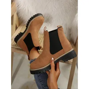 Women's Chelsea Boots, Elastic Side Ankle Boot, Fashionable Comfortable Daily Wear, Versatile Casual Shoes for Fall & Winter