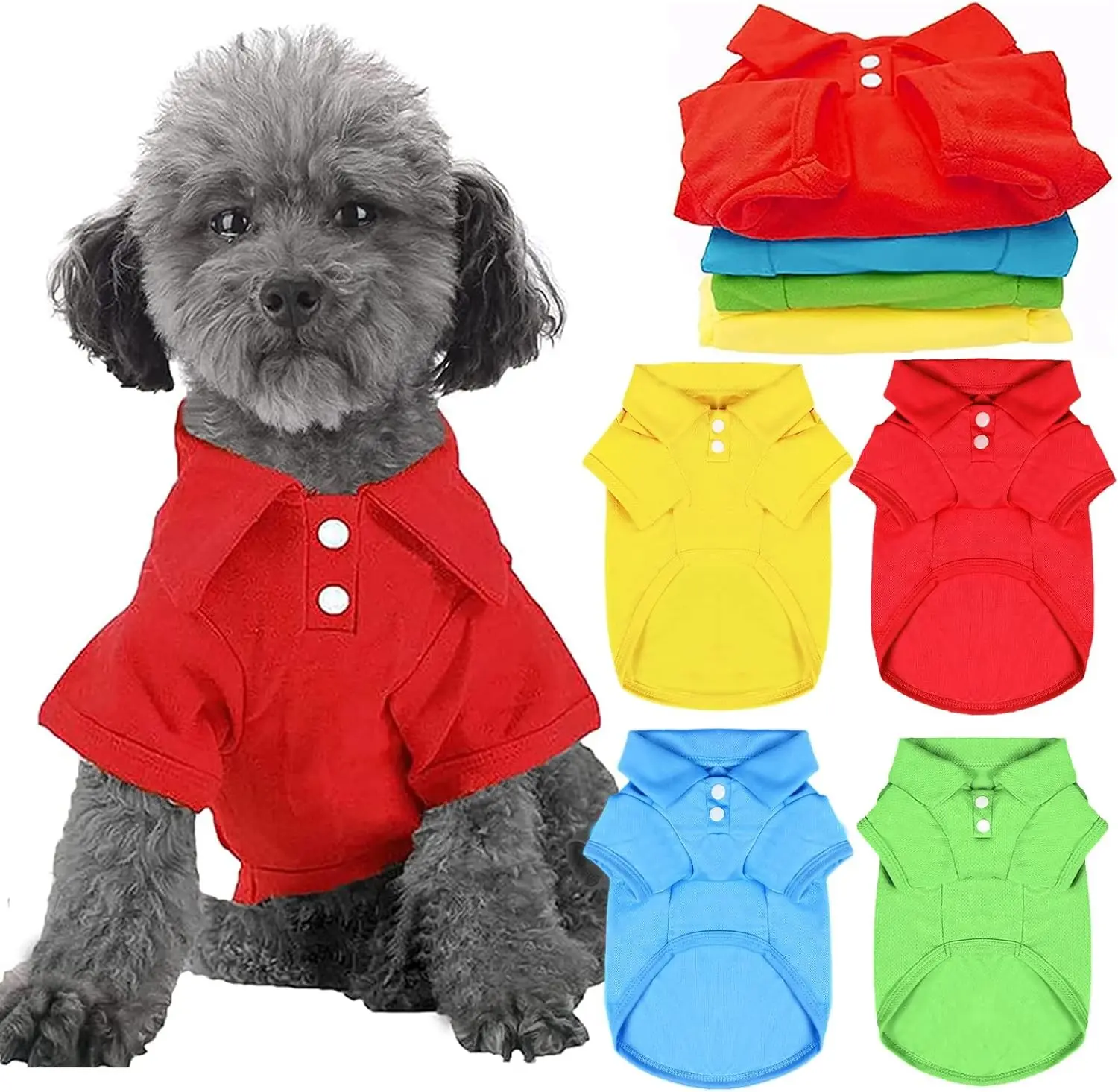 4 Pieces Collared Polo Dog Shirts Breathable T-Shirts for Small Medium Dogs Cats Boy Girl Pet Clothes Sweatshirt Outfits Apparel Tops for Puppy Kitten Small Breeds