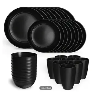32pcs Unbreakable Lightweight Dinnerware Sets, Reusable Dinnerware Set, Plates, Bowls, Cups, Service For 8, Microwave Dishwasher Safe Dishes Sets For Kitchen, Camping