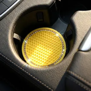 Durable Rubber Car Cup Holder Mat, 2 Pack, Waterproof Dustproof, Non-Slip Water Drill Pad, Suitable for Vehicles and Home Use