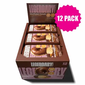 Legendary Foods Protein Donuts - Chocolate Dipped, 20g Protein, 5g Net Carbs, 0g Sugar, Gluten-Free, Keto-Friendly, 160 Calories - 12 pack