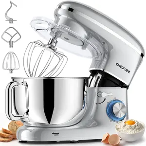 CHeflee 660W Electric Stand Mixer, 6+P Speeds, 6.5QT Stainless Steel Bowl with Dough Hook, Wire Whip & Beater, Perfect for Home Cooks & Baking