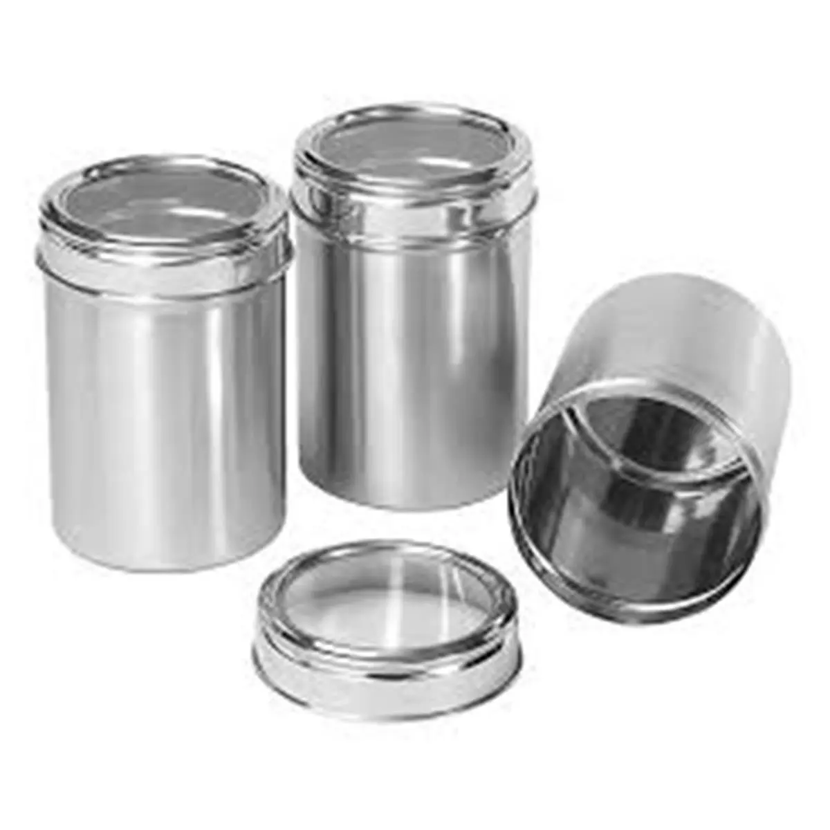 212 MAIN Starcrafts 2066 Brushed Finish Stainless Steel Kitchen Containers Set, 3-Piece, Windowed Lids for Pet Feeding Storage