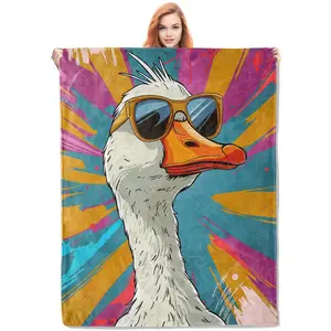 Cute Goose Colorful Cartoon Flannel Throw Blankets,Soft Warm Lightweight Cozy  Blanket for Home Decor