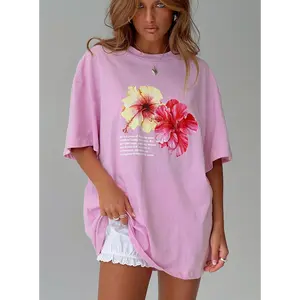 Hibiscus Haven Oversized Tee Pink