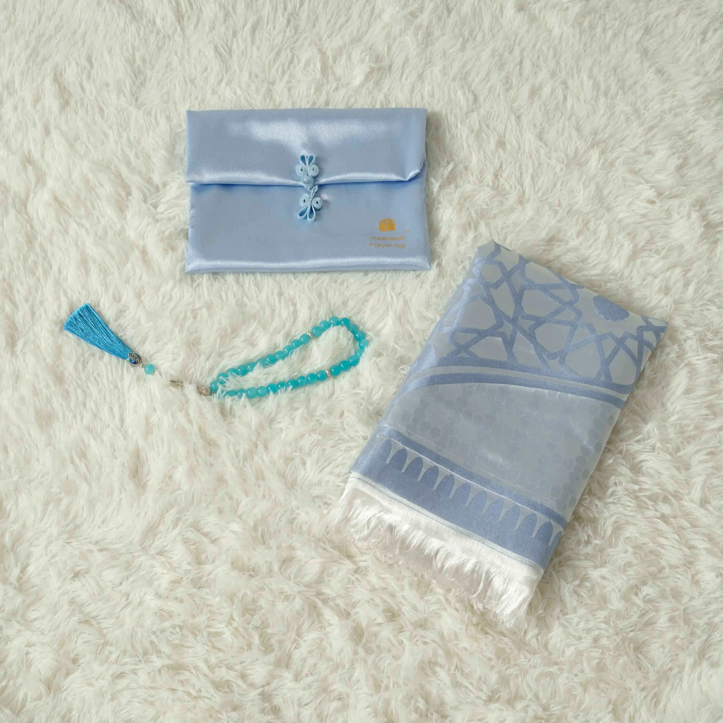 Women's Muslim Prayer Blanket with Storage Bag, Soft Praying Mat, Portable Travel Rug with Beads, Islamic Prayer Essential, Ramadan Gift