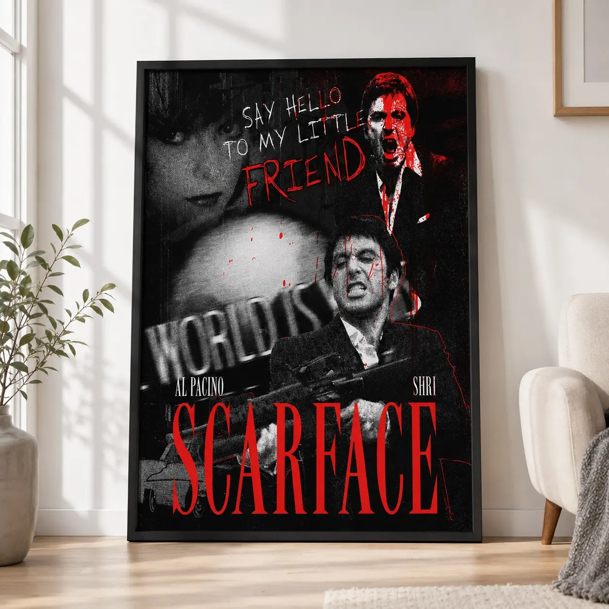 Scarface Movie Poster, Tony Montana Wall Art, Gangster Film Print, Mafia Room Decor