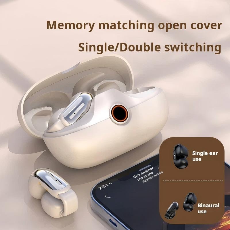Open-ear Earbuds Wireless Bluetooth 5.3 Earphone Clip-on Headphone Noise Cancelling Mic, Clear Call, 4-8H Playtime, Stereo Bass Audio, Waterproof, Comfortable Fit for Running Gym