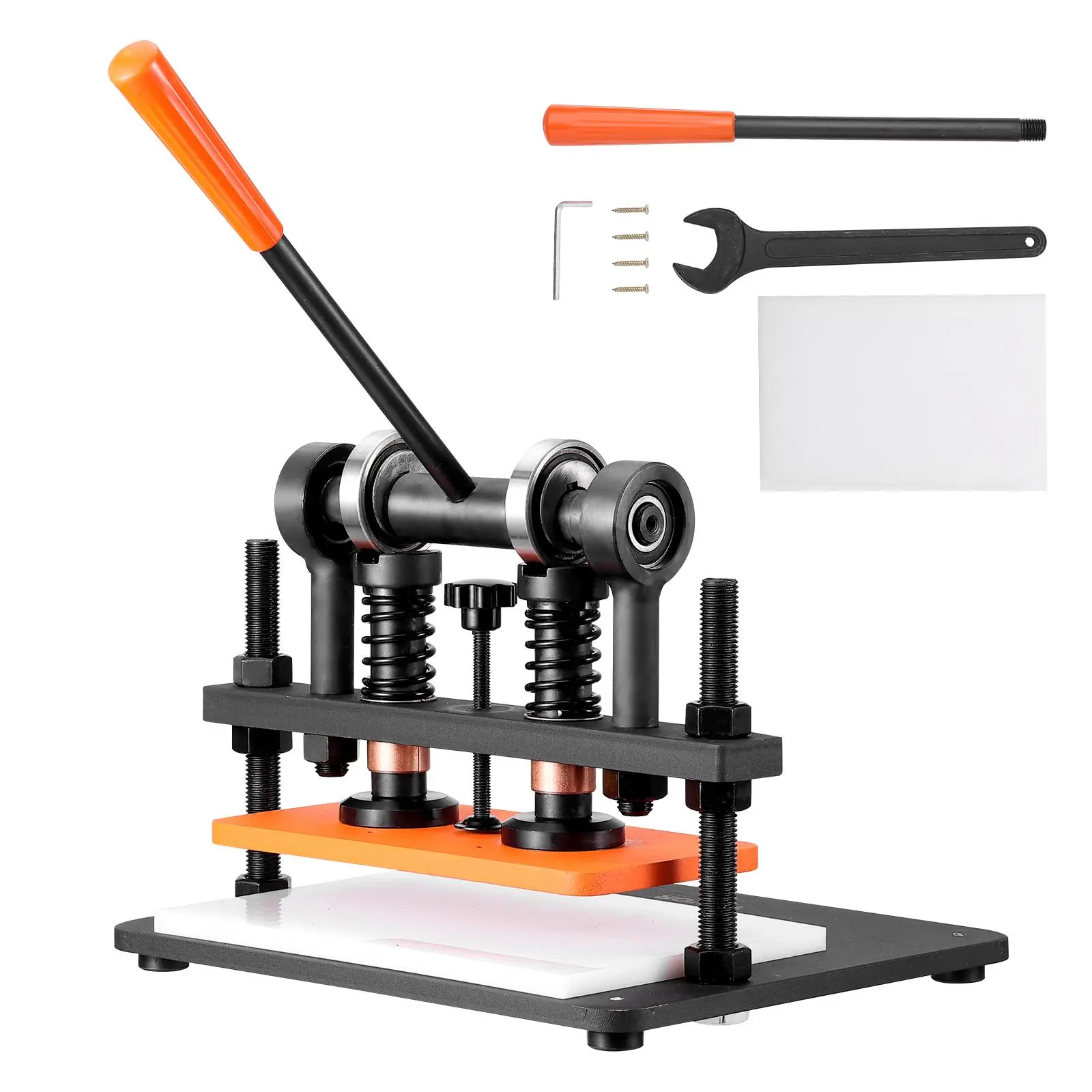 VEVOR Leather Cutting Machine, 11x5.5 in Large Size Embossing Plate Manual Die Cutter, 0.47 in Adjustable Stroke Dual Guide Shafts, 3306 lbs Pressure, Workshop Use Tool for Diverse Projects & Multiple Materials