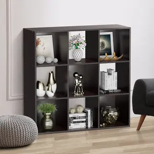 Segawe 9 Cubes Wooden Cube Organizer Bookcase Cubecials Cabinet Storage (Brown)