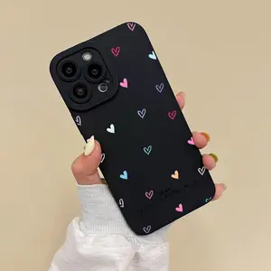 A Stylish And Innovative Featuring a Colorful Hearts Design TPU Case for iPhone 17 Pro Max 16 16e 15 14 Plus 13 12 Mini 11 Air X XS XR Straight Edge Drop-Resistant Rugged Durable Cover Shell Gift 2D printing Cellphone Protection