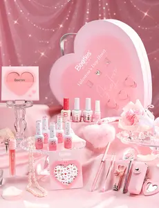 Beetles Gel Polish So In Love Collection - Glow In Love Valentine Gel Nail Polish Set, Pink Gel Nail Art Set with Base Top Coat Mini Rose Bouquet, Salon DIY at Home Valentine's Day Gift for Women Wife Girlfriend