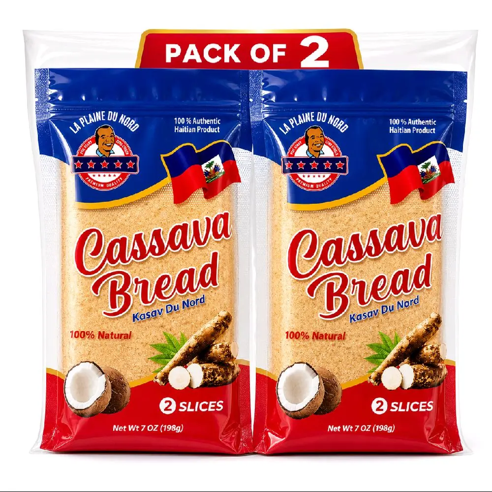 Sweet Cassava Bread Snack Cake (Okap gou Natifel) - 1 Pack with 2 Items, Cholesterol-Free Ambient Snack Pastry, Cassava Food Dessert for All Ages