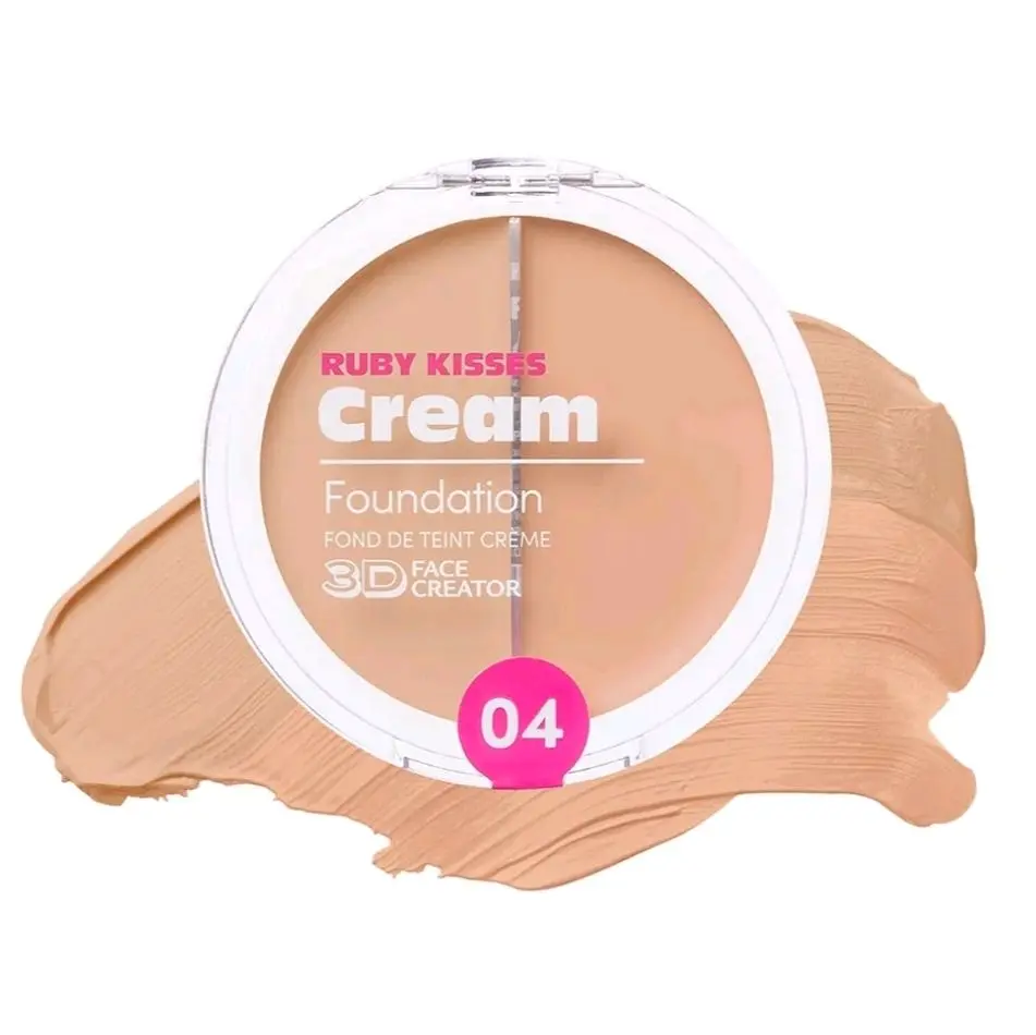 Rubykisses RDF04 Cream Foundation Duo 3D Face Creator - Natural Beige 04 for Flawless Coverage & Radiant Skin level 4