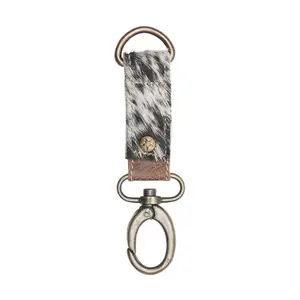 Stylish Myra Black-and-White Handsfree Key Fob Keychain, Fashion Accessory with Keychain Wristlet Strap, Unique Texture Design, Stylish Keychain