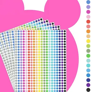 5 Sheets Handwritten Colorful Dot Labels, Sticker Dots, Adhesive Round Seals, Blank Color Stickers for Classification, No-Trace Sticky Notes