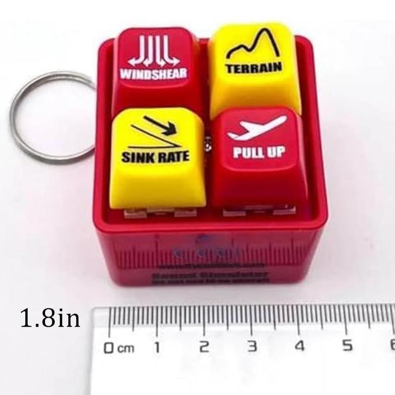 2-Pcs Keychain Set: Boeing 737/Airbus EGPWS Alert Simulator (LED Light+Warning Sound) + Heart Retractable Stainless Steel Scrunchie Lanyard - Stress Relieving For Pilots