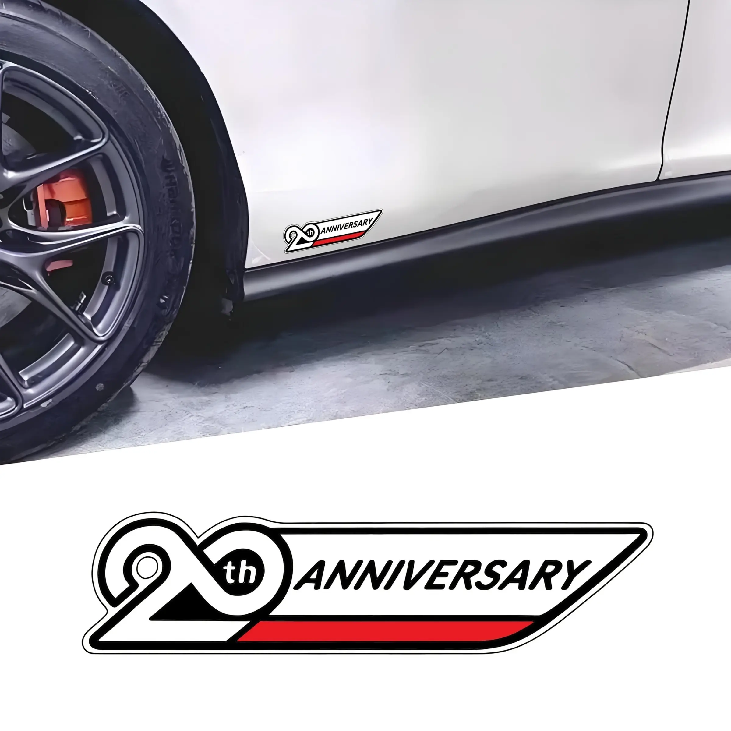 1 car sticker 20th anniversary commemorative badge logo accessories, suitable for Hyundai i30, i40, i20, X35 two-door coupe, Tucson, Xinli, Elantra, Kona, car decoration decal, bold pattern, weather-resistant sticker, exclusive for car enthusiasts