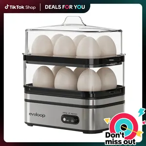 【Deals For You Days】EVOLOOP Rapid Egg Cooker Electric 12 Eggs Capacity, Soft, Medium, Hard Boiled, Poached, Omelet Maker Egg Poacher & Vegetable Steamer, BPA Free Tray
