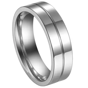 OIDEA Promise Rings for Him and Her, 6mm Stainless Steel Matching Bands with CZ Stone, Tarnish-Resistant Stackable Anniversary Ring Set, Stackable Promise Ring