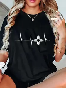 100% Cotton New Mexico Heartbeat EKG Pulse Zia Sun Symbol Circle Sun T-Shirt