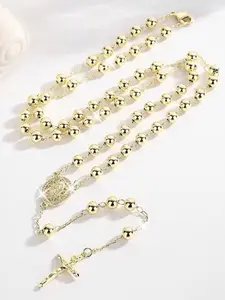 Priest Cross Bracelet & Necklace Pendant Set, Unisex for Men and Women