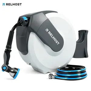 RELHOST Pro+ Hose Reel Max 120ft Auto Retractable Smooth Rewind 180° Swivel 10 Modes Easy Install Space-Saving Wall Mount for Garden & Outdoor Use Watering Systems