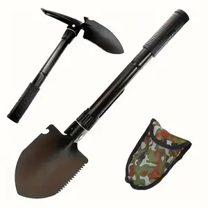 1pc Compact Multifunctional Folding Shovel,Portable Outdoor Tool for Gardening, Hiking & Emergency Use, Stainless Steel, Space-Saving Design, Includes Camouflage Pouch, Camping Accessories
