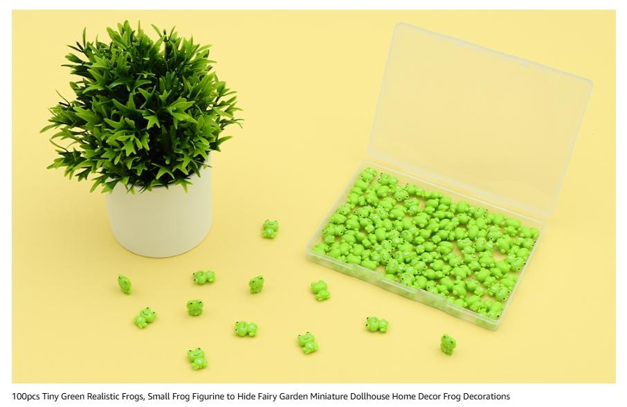 100 Pack Mini Green Plastic Frogs, Small Frog Figurine Tiny Frogs to Hide Fairy Garden Miniature Dollhouse Home Decor Frog Decorations for Party