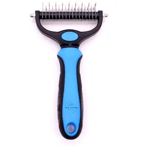 Your Pet Deshedding Brush - Double-Sided Undercoat Rake for Dogs & Cats - Shedding Comb and Demitting Tool for Grooming, Extra Wide