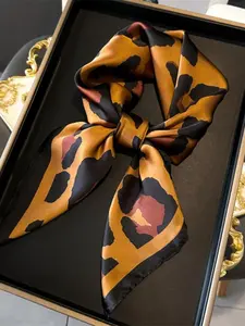 Fashion Leopard Pattern Square Scarf, Neck Scarf, Casual Soft Comfortable Shawl for Women, Fashion Accessories for Daily Wear, Trendy All-match & Exquisite Boho Style Scarf for Birthday Gift