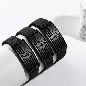 Bible Verse Bracelet for Men,American Flag Cross Bangle  Black Adjustable Trendy Men Accessries Christmas Birthday Easter Christian Jewelry Gifts,Trendy Bracelets for Boy,Father's day gifts idea,Dad gift