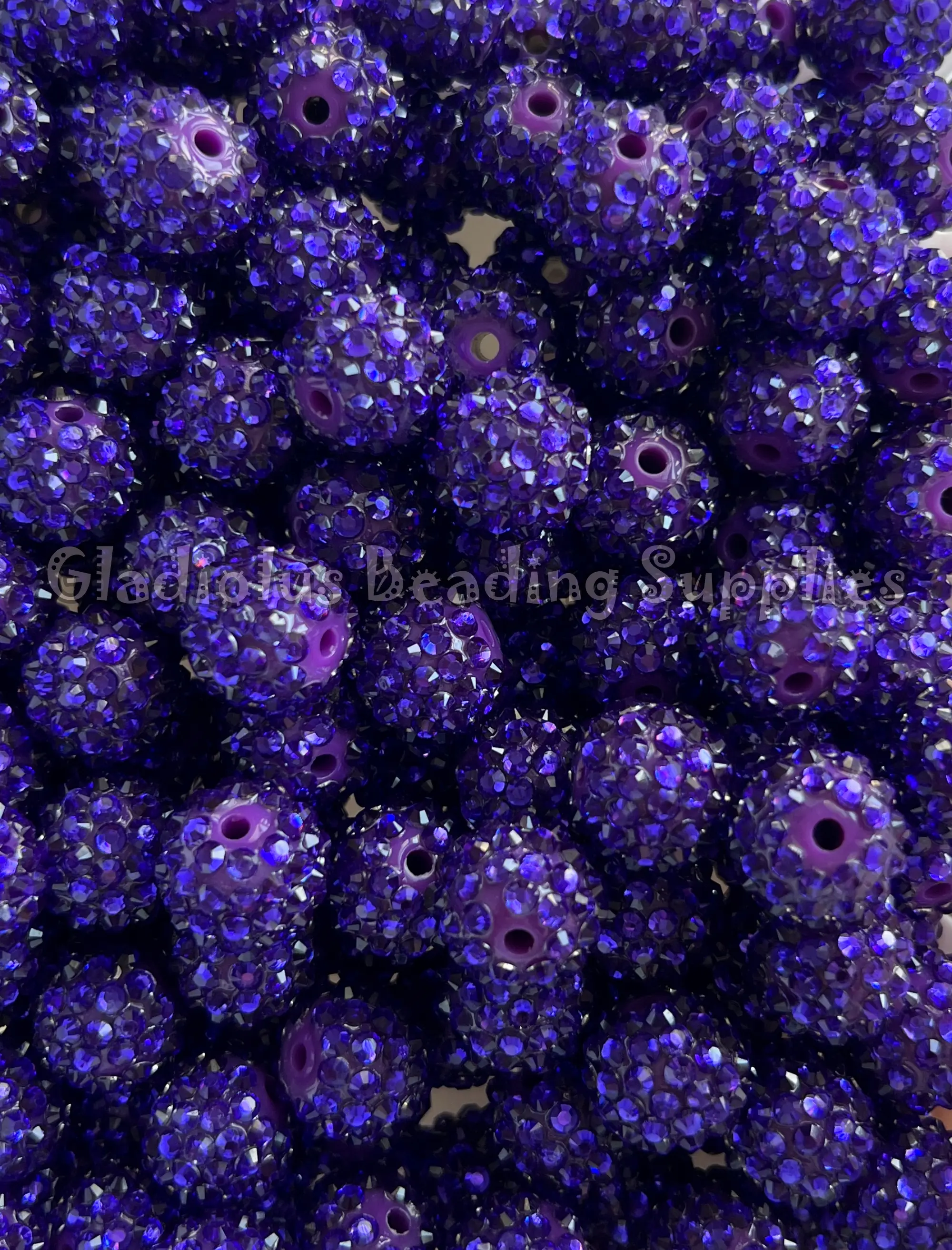 16mm Rhinestone Beads, Dark Purple Color, Resin, Loose, Chunky, Round, Gumball, Crafting Supplies