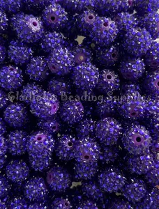 16mm Rhinestone Beads, Dark Purple Color, Resin, Loose, Chunky, Round, Gumball, Crafting Supplies