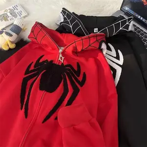 Spider Hoodie Y2k Full Zip Up Jacket Women Men Cute Hoodie Oversized Graphic Hoodies Hip Hop Sweatshirt Men's Stretch Cotton Hoodie with Pocket