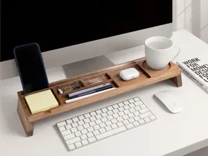 Wood Desk Organizer, Home Office Desk Organization, Tablet & Phone Stand for Cubicle with Docking Station