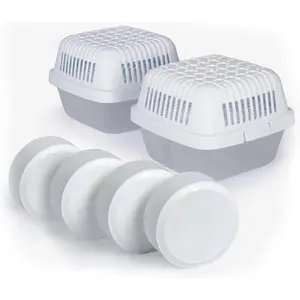 Smart Moisture Absorber Dehumidifier Pack of 2 (15.9oz) No Electricity Reusable with 4 Refills for Bedroom Kitchen Safes RV Boat Basements