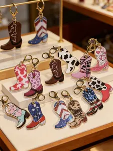 12pcs Vintage Cowboy Boot Alloy Keychains, Keychain Set, Western Style, Perfect Gift for Weddings, Easter, Festivals, Birthdays, Christmas
