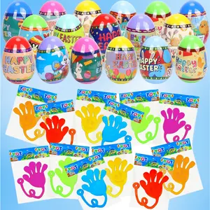 Easter Eggs Filled with Sticky Hands – 24 Pack Pre-Filled Easter Eggs for Kids, Easter Egg Hunt,Party Favors,Basket Stuffers, Easter Gifts