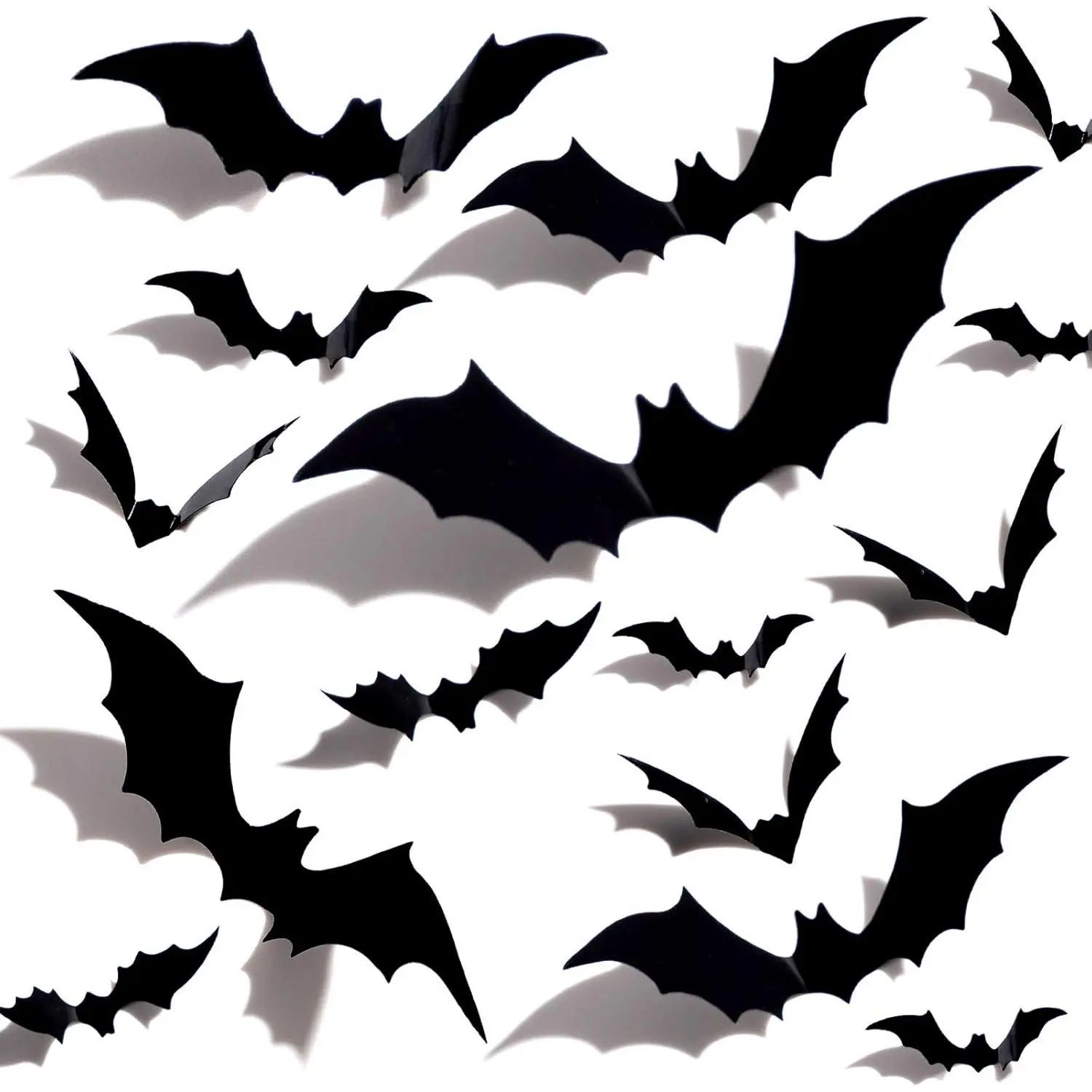 Halloween 3D Bats Decoration Plastic Bat Wall Stickers for  Window Decor Party Supplies (60PCS)