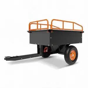 15 Cu Ft Heavy Duty Steel Dump Cart 750 lbs Capacity, Tow Behind Utility Wagon with Removable Sides, Pull Behind Garden Trailer for Riding Lawn Mower ATV UTV Tractor