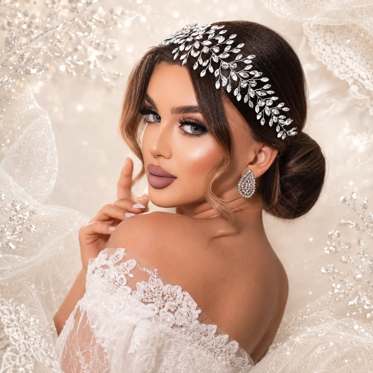 Rhinestone Crystal Headband for Women, Elegant Leaf Hair Accessories, Bridal Wedding Party Prom Hair Piece